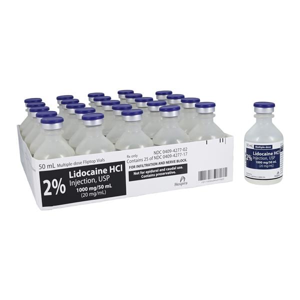 Lidocaine HCl Injection 2% MDV 50mL 25/Package