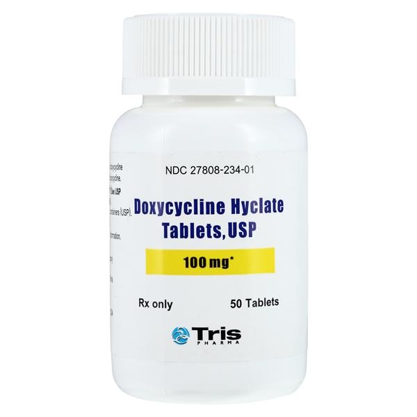 Doxycycline Hyclate Tablets 100mg Bottle 50/Bottle Each