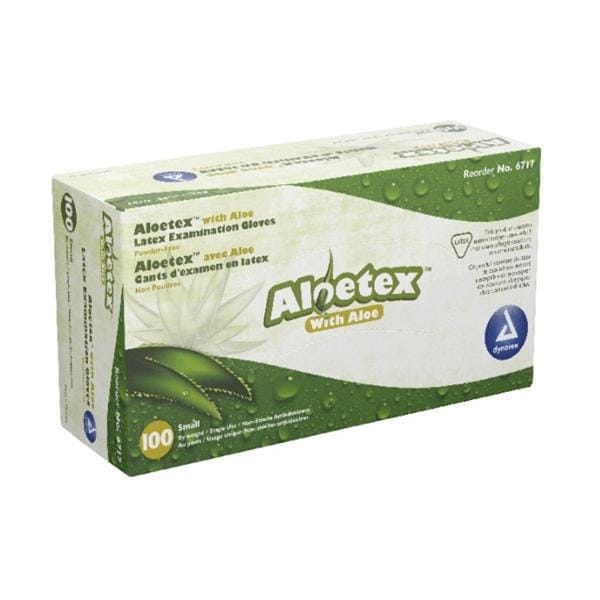 AloeTex Exam Gloves Small Green Non-Sterile, 10 BX/CA