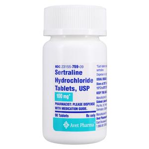 Sertraline HCl Tablets 100mg Bottle 90/Bt