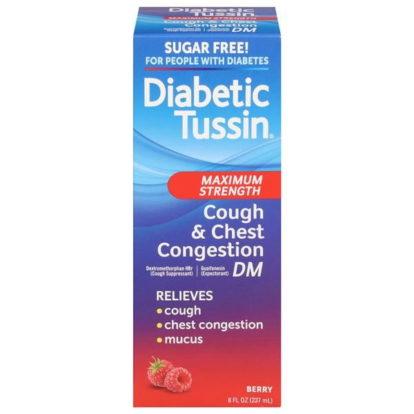 Diabetic Tussin DM Sugar Free Max Strength Berry Bottle 8oz/Bt, 24 BT/CA