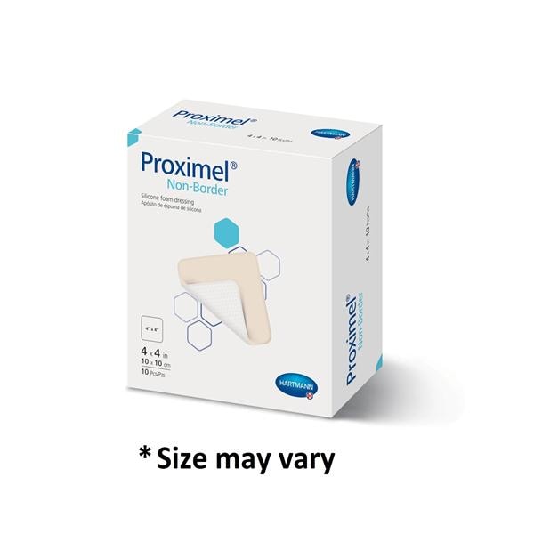 Proximel Silicone Foam Non-Border Dressing 4x8" Sterile Rectangle Adhs Wht/Tn