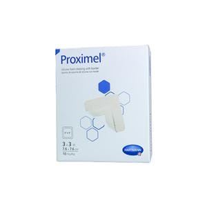 Proximel Silicone Foam Border Dressing 3x3" Sterile Square Adhesive White/Tan