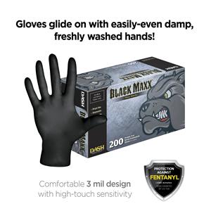 Black Maxx Thin Nitrile Exam Gloves X-Small Standard Black Non-Sterile