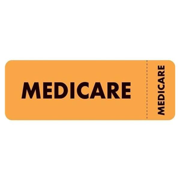 Label Medicare Fluorescent Orange/Black 3x1" 250/Bx