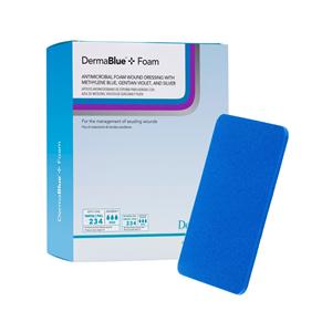 DermaBlue+ Foam PU Fm Antimicrobial Wound Dressing 8x16 Strl Rctngl NAdhs Blu