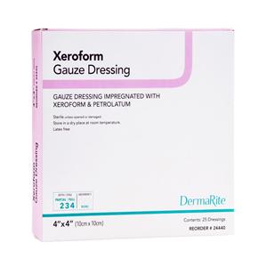 Xeroform Petrolatum Gauze Dressing 4x4" Sterile Sq 3% Bismuth Tribromophenate