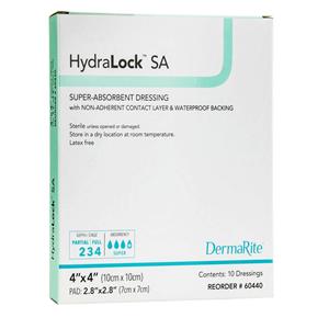 HydraLock SA Polymer Dressing 4x4" Sterile Square Non-Adherent Super Absorbent