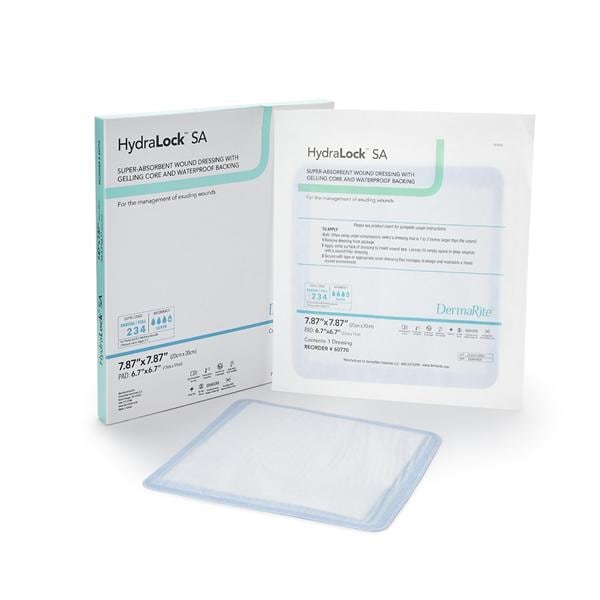 HydraLock SA Polymer Dressing 7.87x7.87" Sterile Square Non-Adherent Spr Abs