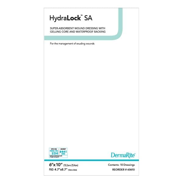 HydraLock SA Polymer Dressing 6x10" Sterile Rectangle Non-Adherent Spr Abs