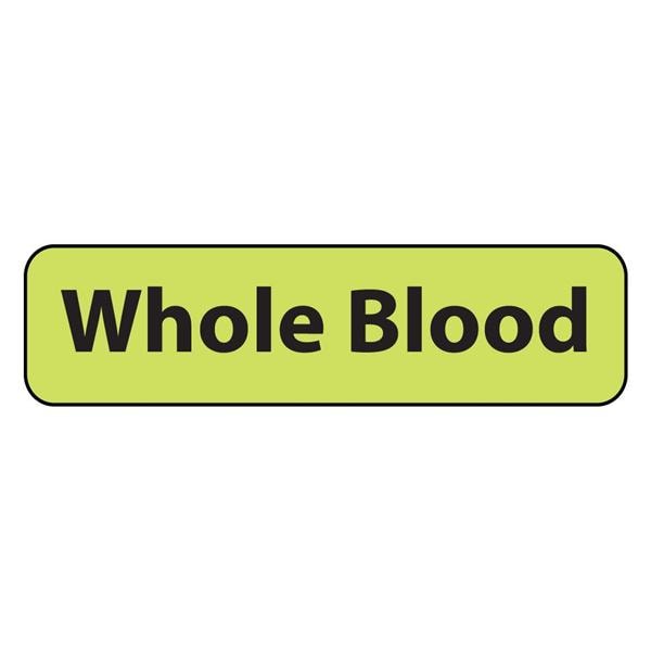 MedVision Paper Label Whole Blood Fluorescent Chartreuse 1-1/4x5/16" 760/Rl