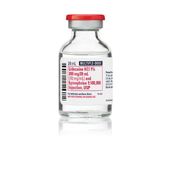 Lidocaine HCl w/Epinephrine Injection 1% MDV 20mL 10/Package