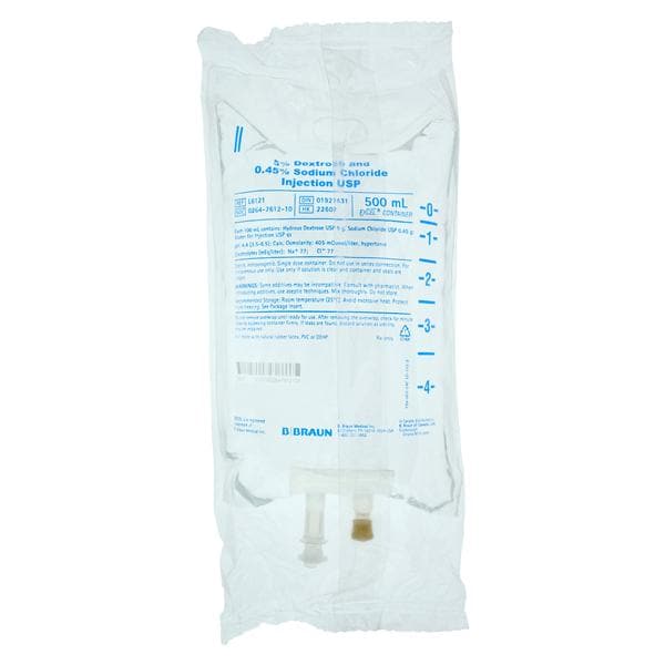 IV Solution Solution Dextrose 5%/Sodium Chloride 0.45% 500mL Bag 24/Ca