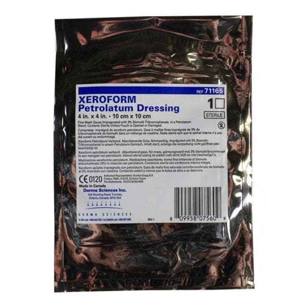 Xeroform Petrolatum Gauze Dressing 4x4" Sterile Sq 3% BTP Wt LF