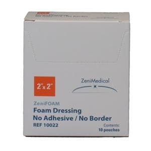 ZeniFOAM Polyurethane Foam Non-Border Dressing 2x2" Strl Sqr NAdhr NAdhs Tn Abs