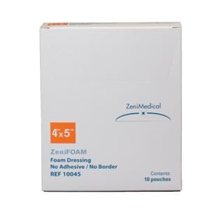 ZeniFOAM Polyurethane Foam Non-Border Dressing 4x5" Strl Rect NAdh NAdh Tn Abs