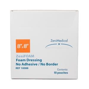 ZeniFOAM Polyurethane Foam Non-Border Dressing 8x8" Sterile Sq NAdh NAdh Tn Abs