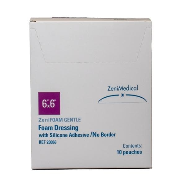 ZeniFOAM Gentle PU Fm Non-Border Dressing 6x6 Strl Sq NAdh Slcn Adh Tn Abs