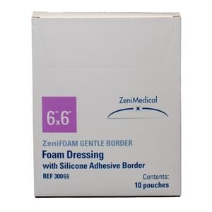 ZeniFOAM GENTLE BORDER PU Fm Border Dressing 6x6 Strl Sq NAdh Slcn Adh Tn Abs