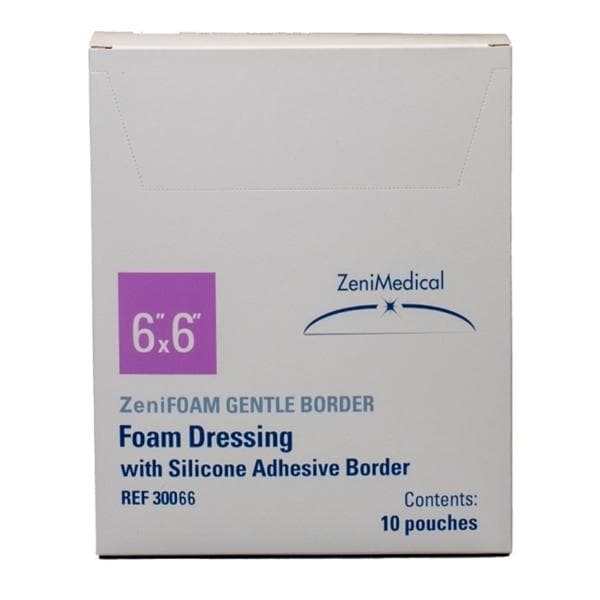 ZeniFOAM GENTLE BORDER PU Fm Border Dressing 6x6 Strl Sq NAdh Slcn Adh Tn Abs