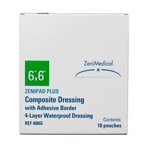 ZeniPAD Plus Non-Woven Composite Dressing 6x6 4Lyr Strl Sq NAdh Adh Brdr Wt Abs