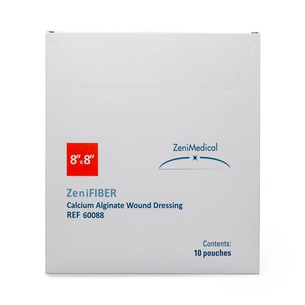 ZeniFIBER Calcium Alginate Wound Dressing 8x8" Sterile Square Tan Hi Abs