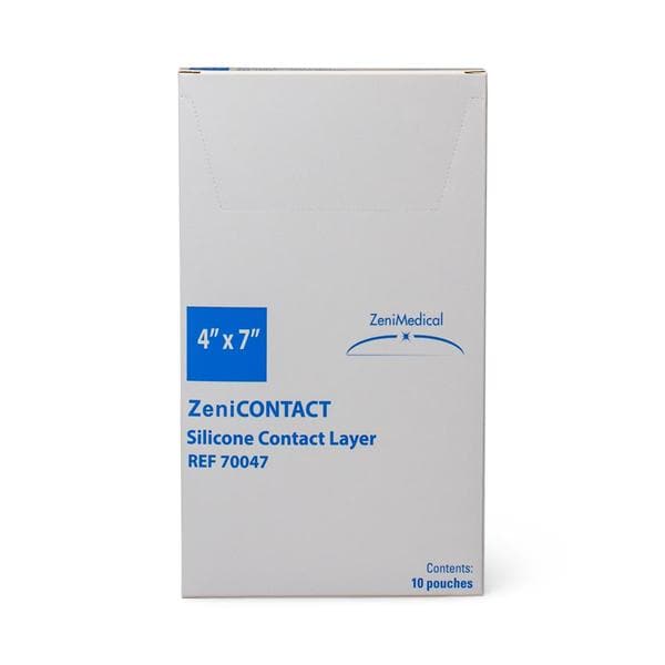 ZeniCONTACT Silicone/Mesh Contact Layer Dressing 4x7" Sterile Rctngl NAdhr Wht