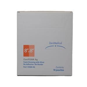 ZeniFOAM Ag Polyurethane Foam Wound Dressing 8x8" Sterile Square NAdh NAdh Tn