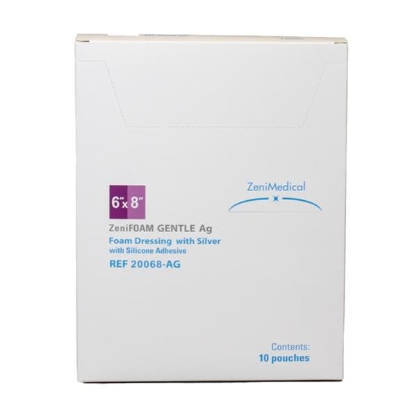 ZeniFOAM Ag GENTLE PU Fm Non-Border Dressing 6x8 Strl Rctngl Slcn Adh NAdh Tn