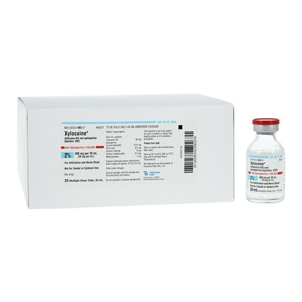 Xylocaine w/Epinephrine Injection 2% 1:100,000 MDV 20mL 25/Packag...