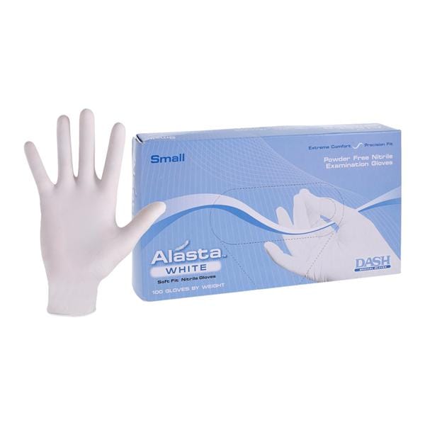 Alasta White Nitrile Exam Gloves Small White Non-Sterile, 10 BX/CA