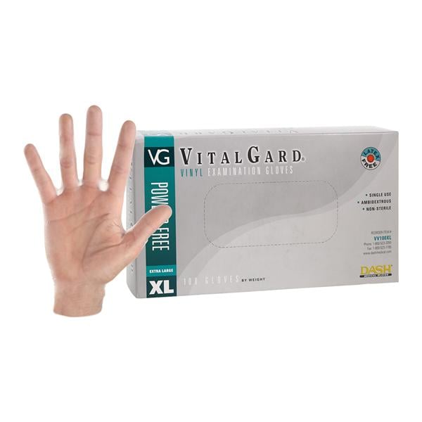 VitalGard PVC Vinyl Coated Exam Gloves X-Large Clear Non-Sterile