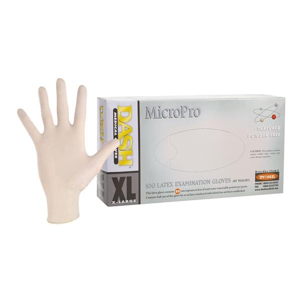 Micropro Latex Exam Gloves X-Large Natural Non-Sterile, 10 BX/CA