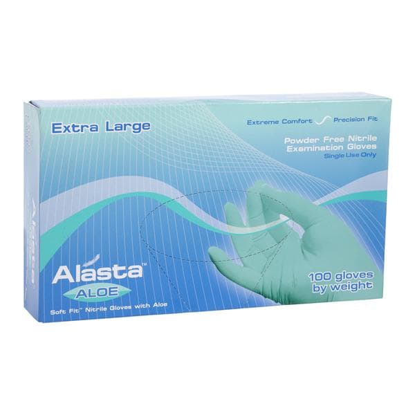 Alasta Aloe Nitrile Exam Gloves X-Large Green Non-Sterile, 10 BX/CA