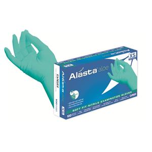 Alasta Aloe Nitrile Exam Gloves X-Small Green Non-Sterile, 10 BX/CA