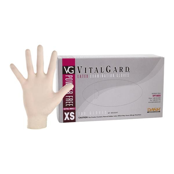 VitalGard Latex Exam Gloves X-Small Natural Non-Sterile, 10 BX/CA