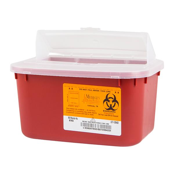 Sharps Container 4qt Red/Black 10x5x7" Horizontal Drop Polypropylene Ea