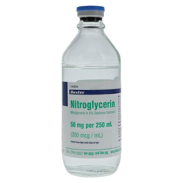 Nitroglycerin in 5% Dextrose Injection 50mg/Bag 200mcg/mL Bottle 250mL 12/CA