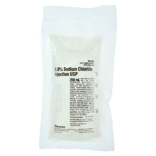 IV Injection Solution Sodium Chloride 0.9% 250mL Bag Ea