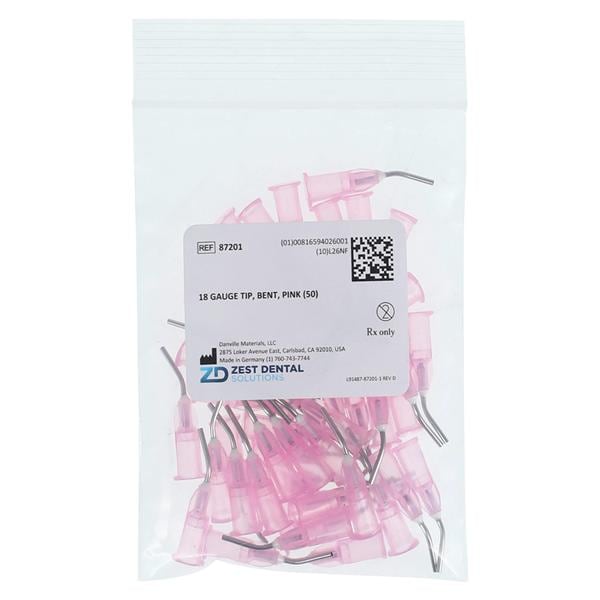 Aria Prebent Needle Tips Pink 18 Gauge 50/Pk