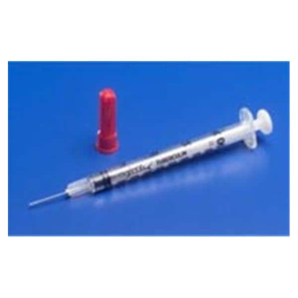 Monoject TB Syringe/Needle 25gx5/8" 1cc Red Prm Atch Ndl Cnvntnl LDS 100/Bx