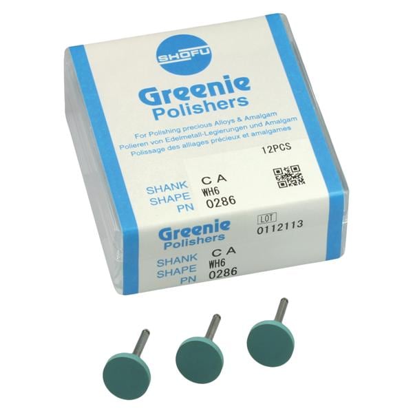 Greenie Stones Contra Angle Wheel WH6 Green 12/Bx