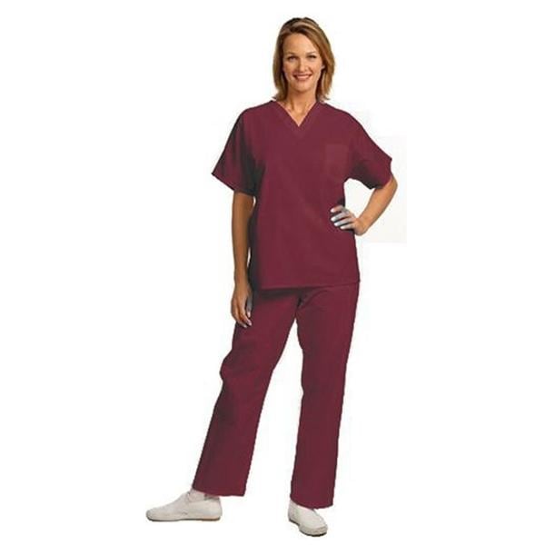 Fashion Seal Scrub Shirt V-Neck 1 Pocket X-Small Burgundy Unisex Ea