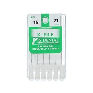 K-File 21 mm Size 15 Stainless Steel Assorted 0.02 6/Pk