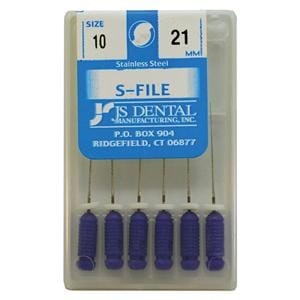 Hand S-File 21 mm Size 10 Stainless Steel Purple 6/Pk