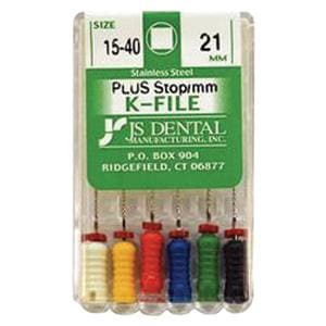 K-File Plus 21 mm Size 15-40 Stainless Steel Assorted Assorted 6/Bx