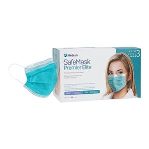 SafeMask Premier Elite Earloop Mask ASTM Level 3 Teal 50/Bx, 10 BX/CA