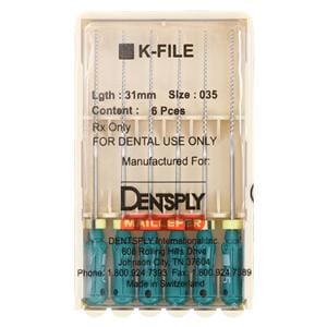 Hand K-File 31 mm Size 35 Stainless Steel Green 6/Pk