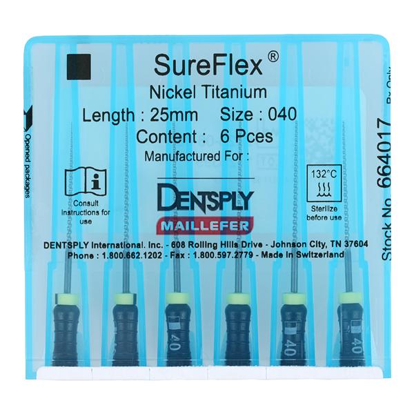 SureFlex Hand File 25 mm Size 40 Nickel Titanium Black 6/Bx