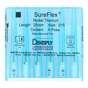 SureFlex Hand File 25 mm Size 15 Nickel Titanium White 6/Bx